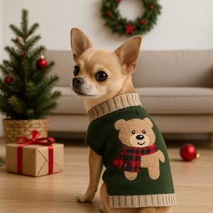 Suéter Bordado para Mascotas con Diseño de Oso, Ropa Cálida de Invierno para Perros Pequeños y Medianos, Apto para Schnauzers y Bichón Frisé. - Product Image 2