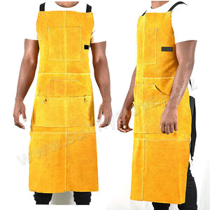 2021ที่กำหนดเองทนความร้อนวัวสีเหลืองหนังเชื่อมผ้ากันเปื้อนสำหรับงานอุตสาหกรรม - Product Image 6