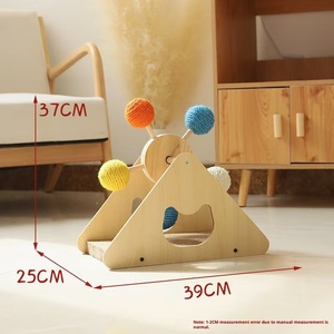 <span class=keywords><strong>Jouet</strong></span> pour chat en forme de grande roue, en <span class=keywords><strong>bois</strong></span> massif, avec boule rotative suspendue, plateau tournant pour chat, plumes colorées, <span class=keywords><strong>jouet</strong></span> à gratter pour chat, <span class=keywords><strong>jouet</strong></span> interactif pour animaux de compagnie à la maison - Product Image 6