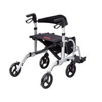 SUNCARE Chaise de marche légère en aluminium deux-en-un avec siège ergonomique pour la mobilité et la rééducation des personnes âgées