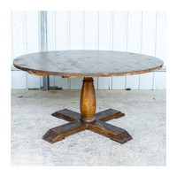 Table ronde en bois rustique de style farmhouse pour hall d'hôtel et réceptions en plein air, tables de banquet robustes et démontables