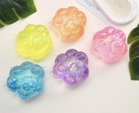 Jouet Squishy Patte de Chat en Silicone avec Poudre Dorée Scintillante et Logo Personnalisé, Figurine Animale Kawaii à Remontée Lente, Anti-Stress, Unisexe