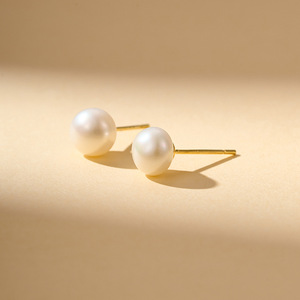 Natural Freshwater Pearl Stud Earrings S925 Silver Needle Round Ball Shape Everyday Wear - Product Image 4
