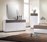 Ensemble de chambre à coucher en bois de haute qualité Yifan 1,8 m pour hôtel et appartement, comprenant armoire, commode et table de chevet, style moderne crème en MDF