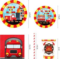 Assiette à papier ronde 9 pouces CMYK camion de pompiers 350gsm blanc BoardFDA fournitures de fête approuvées