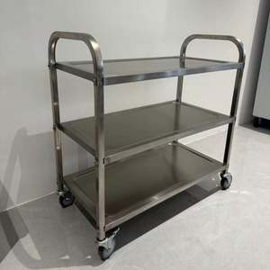 उच्च गुणवत्ता वाले वाणिज्यिक रसोई ट्रॉली अनुकूलन योग्य 3-स्तरीय स्टेनलेस स्टील भोजन रेस्तरां के लिए टिकाऊ - Product Image 6