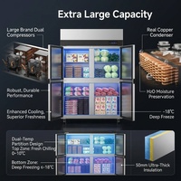 Congelador Comercial de Cuatro Puertas, Refrigerador Vertical de Acero Inoxidable, Equipo de Refrigeración para Cocina de Hotel, Suministro de Fábrica