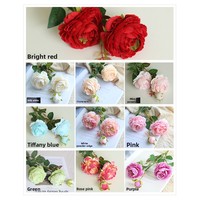 Bunga Peony Sutra Grosir Lintas Negara untuk Dekorasi Ruang Tamu, Buket Simulasi Warna Pink dari Cina