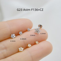 Gaby G23 Titane ASTM F136 Bijoux de piercing Fleur en zircon pour lèvre, anneau de lèvre, hélix d'oreille, clou d'oreille, cadeau d'anniversaire pour femme