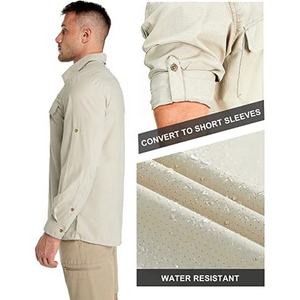 Camisas de pesca con botones de enfriamiento de secado rápido de manga larga para hombre, logotipo personalizado, viaje, Safari, Camping, UPF 50 +, protección UV, tela de algodón - Product Image 2