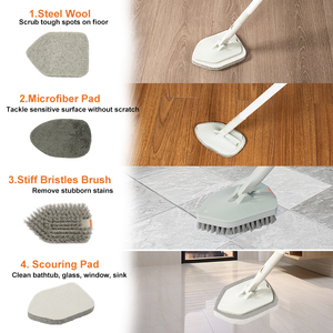 HOLAMOPA Brush Set 3 Detachable Heads Sponge Microfiber PP Long Handle Floor <b>Cleaning</b> <b>Tool</b> - Product Image 2