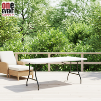 Table et chaises pliantes rectangulaires en plastique HDPE blanc de 6 pieds pour événements extérieurs, mariages, pique-niques et repas