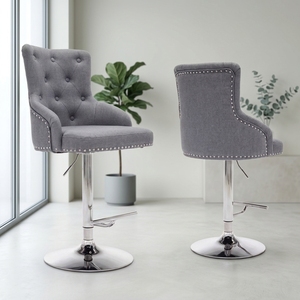 Sillas de Bar Giratorias Blancas de Lujo Directas de Fábrica, Sillas Altas Contemporáneas de Cuero PU con Base de Metal, Personalizables OEM/ODM para <span class=keywords><strong>Cocina</strong></span> y Hogar - Product Image 1