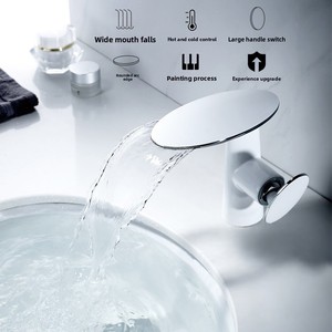 <span class=keywords><strong>Rubinetto</strong></span> per Lavabo da Bagno Moderno Minimalista <span class=keywords><strong>Bianco</strong></span> in Rame con Valvola in Ceramica per Acqua Calda e Fredda - Product Image 2