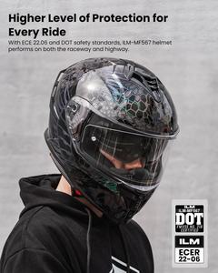 Cascos de Motocicleta ILM en Oferta, Cascos Integrales con Doble Visera DOT ECE para Carreras Urbanas, Modelo MF567 - Product Image 2