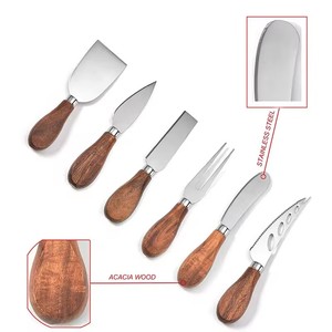 <span class=keywords><strong>Set</strong></span> di 6 <span class=keywords><strong>coltelli</strong></span> da formaggio unici con manico in legno di bambù e lama in acciaio inossidabile, per formaggio e tagliapizza - Product Image 3