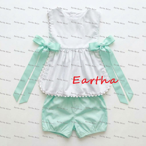 Set di <span class=keywords><strong>Abbigliamento</strong></span> per Bambine con Monogramma Intessuto e Bordo Smerlato, Abiti Estivi per Bambine, Set Personalizzati con Logo per Bambine - Product Image 3