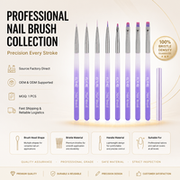 Pinceaux à ongles en gel UV de luxe style japonais, manche acrylique violet dégradé, nylon doux, non-chuteux, pour mélange et estompage, outils de manucure professionnels