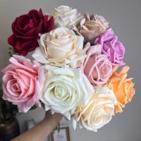 Rose artificielle en latex hydraté effet naturel 66 cm, blanche, rose, bleue, pour bouquet de mariage, décoration intérieure, vente en gros