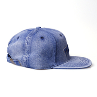 Penjualan Panas Tidak Terstruktur 6 Panel Uang Datar Cetak Kustom Logo Enzim Dicuci Denim Snapback Topi Jeans Cuci Asam Topi Strapback