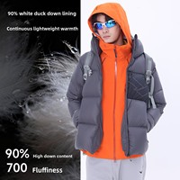 Nouvelle arrivée, veste d'hiver rembourrée unisexe à manches raglan en forme de H, imperméable DWR, à capuche
