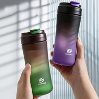 Gobelet à café PC 400 ml pour enfants, ouverture à boire directement, avec poignée – Étanche, réutilisable, écologique, sans danger pour les aliments, pour la rentrée scolaire