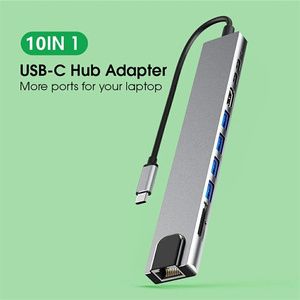 10 En 1 USB C HUB 4K30Hz Estación de acoplamiento Tipo C a HDTV Compatible RJ45 Ethernet PD100W para MacBook Pad <span class=keywords><strong>Huawei</strong></span> Sumsang Phone - Product Image 2