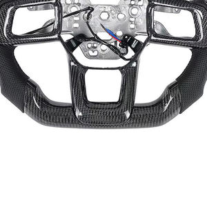 LED <span class=keywords><strong>Ram</strong></span> para Ford Mustang GT500 <span class=keywords><strong>Shelby</strong></span> 2023 2024 2025, volante de fibra de carbono forjado en escamas Rojas, accesorio Interior de cuero - Product Image 5