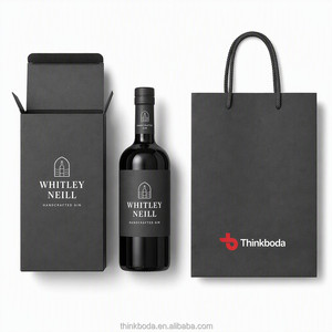 Boîte cadeau personnalisée pour <span class=keywords><strong>gin</strong></span>, 1 bouteille de 750 ml avec logo, boîte en carton noir de luxe pour l'emballage de bouteilles d'alcool, vente en gros - Product Image 4