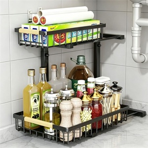Sink Standing Modern Stainless Steel Waterproof Floor-to-ceiling Adjustable Cabinet Drain Slide-<b>out</b> <b>Pull</b> <b>Basket</b> Household - Product Image 3