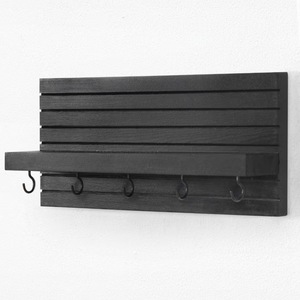 Wooden Key Holder Wall Mount Entryway <b>Shelf</b> Solid Wood Mail Rack With <b>Hooks</b> For Storage And Organization - Product Image 3