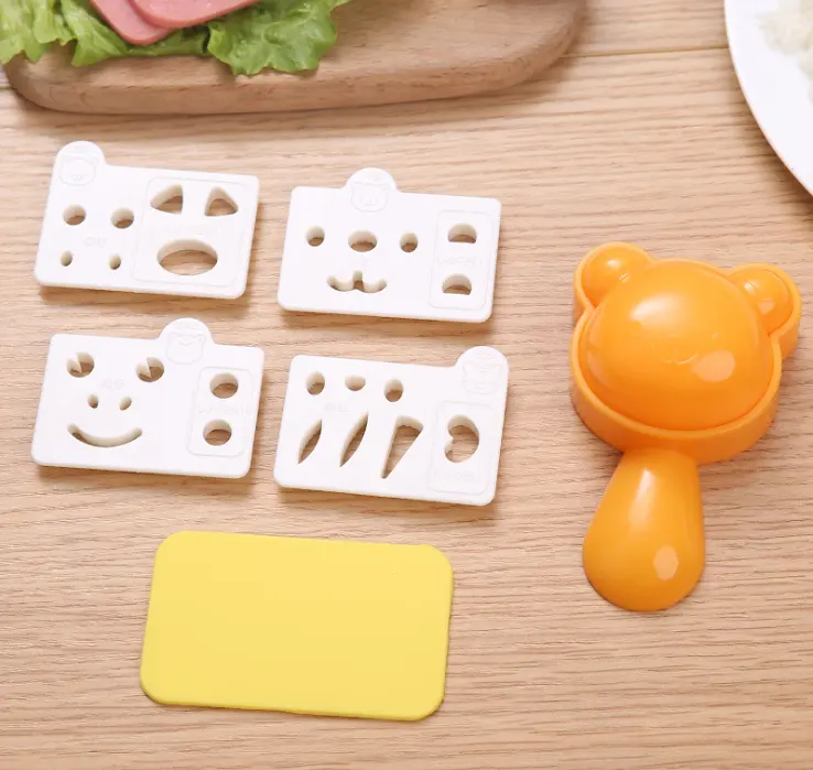 Bären form Kunststoff DIY Sushi Reis Dekorations form Set enthalten Nori Cutter und Matte Bento Zubehör