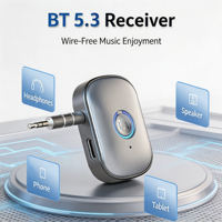 Adaptateur audio BT 5.3 BLE avec port Aux, amplificateur de voiture mains libres, adaptateur de haut-parleur, adaptateur audio auxiliaire 3,5 mm