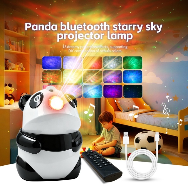Panda Star Projector Night Light Wireless Speaker Galaxy Nebula Projector Lamp With Remote Control for Kids Bedroom