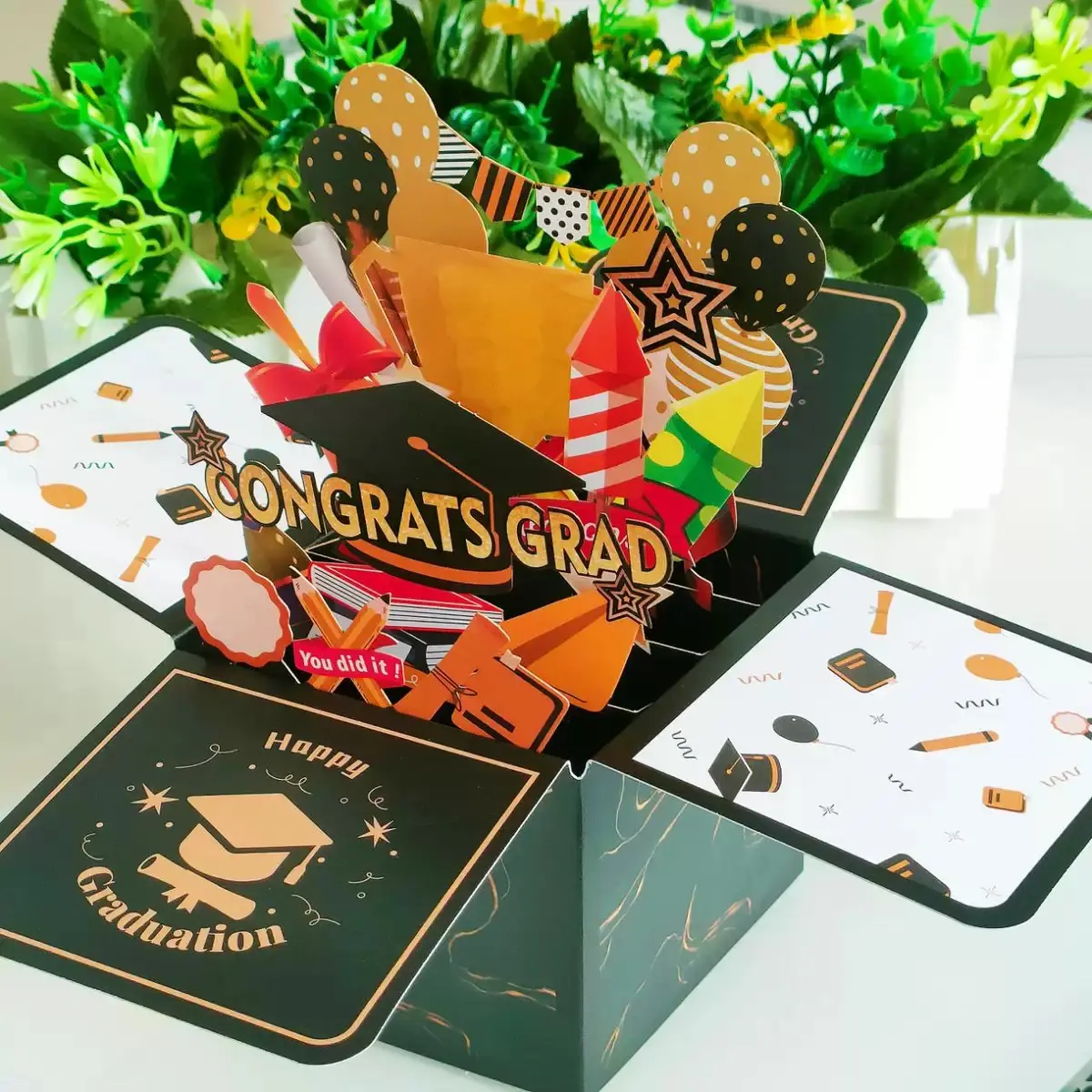 Yeni 3D stereoskopik yaratıcı mezuniyet sezon tebrik kartları cadılar bayramı kutlama tebrik kartları Pop-Up stereoskopik kutuları