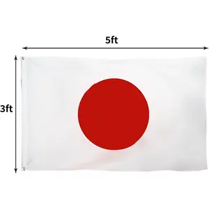 Hot Selling Polyester 3x5 Ft Japan Japanese National Flag Fade Resistant In Double Stitch With 2 Grommets For Country Events