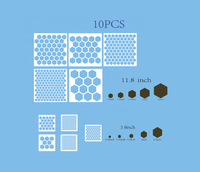 Pochoir en plastique hexagonal en nid d'abeille pour la peinture, la décoration DIY, le dessin mural, modèle blanc