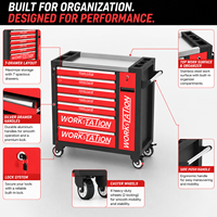 Chariot à outils haute performance à 7 niveaux en acier laminé à froid, armoire à outils mobile pour atelier professionnel