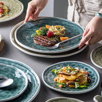 Vaisselle en céramique pour hôtel restaurant banquet Assiettes de service plates rondes en porcelaine Ensembles d'assiettes Vaisselle