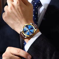 Poedagar810 Classic Analog Chronograph Kleider uhr Business Wheel Leder Wasserdicht 50M Luxus Quarz
