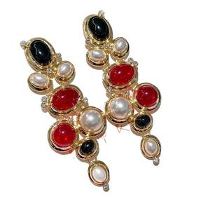 Boucles d'oreilles pendantes géométriques avec strass en cristal, imitation perle, alliage de zinc, bijoux de fête pour femmes - Product Image 5