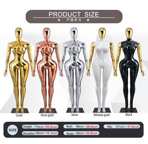 <span class=keywords><strong>Mannequin</strong></span> <span class=keywords><strong>femme</strong></span> <span class=keywords><strong>grande</strong></span> <span class=keywords><strong>taille</strong></span> plaqué or pour vitrine, corps entier, poitrine et hanches généreuses, forme de robe en plastique détachable - Product Image 4