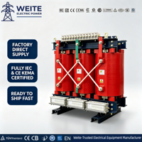 Transformateur de distribution triphasé 11 kV 800 kVA à résine moulée de type sec 750 kVA 1500 kVA certifié CE à faible bruit pour bâtiment commercial