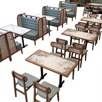 Canapés minimalistes modernes pour restaurants, restaurants de hot pot, salons de thé/café, table et chaises en bois massif