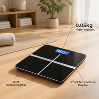 Balance de salle de bain portable au design fin pour la salle de sport, l'hôtel, précision 50g, balance numérique de poids corporel, vente en gros, balance en verre trempé