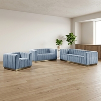 Ensemble de canapés sectionnels de luxe contemporains Chesterfield en velours capitonné avec rembourrage en éponge pour salon d'appartement