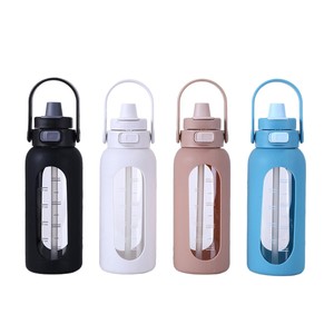 Nouvel Arrivage – Bouteilles de Sport en <span class=keywords><strong>Verre</strong></span> Borosilicate de 1000 ml, Simples et Élégantes, <span class=keywords><strong>avec</strong></span> Poignée Portable et Couvercle à <span class=keywords><strong>Paille</strong></span>, Idéales pour le Camping - Product Image 1