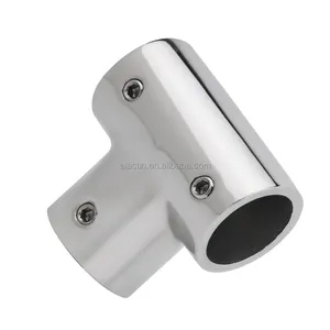 Marine Hardware Handrail Pipe Fitting 304 Stainless Steel Boat Deck Tee Rail Brackets Connector