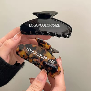 HC400D جودة عالية تخصيص الشعار حجر الراين اسم المشبك شعر مخلب الجملة شخصية سيللوز اسيتات مخلب الشعر للنساء - Product Image 4