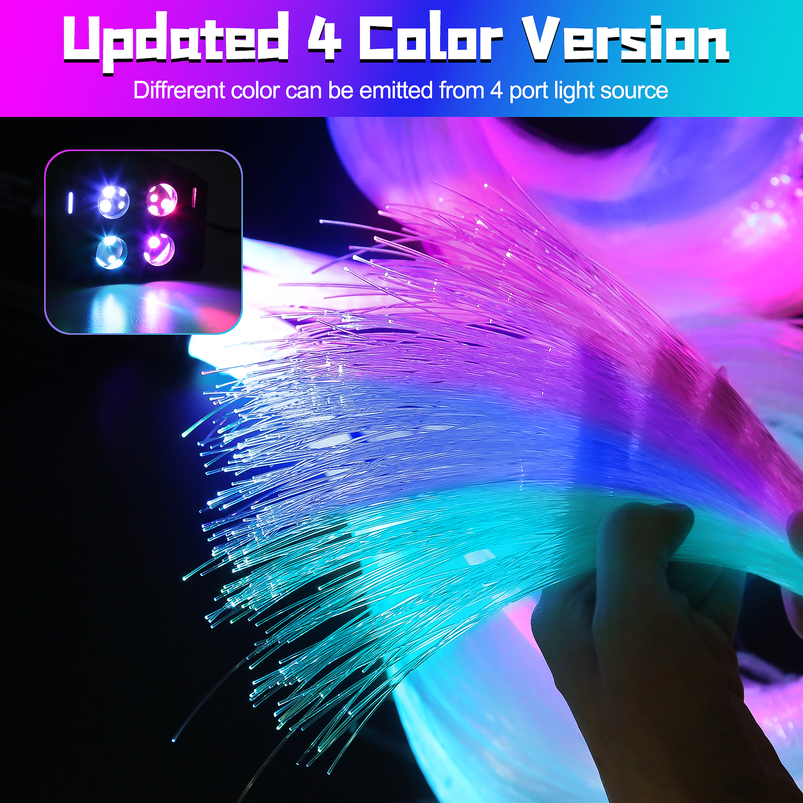 4 Port 32W RGBW LED Fiber Optic Light Star Ceiling Kit